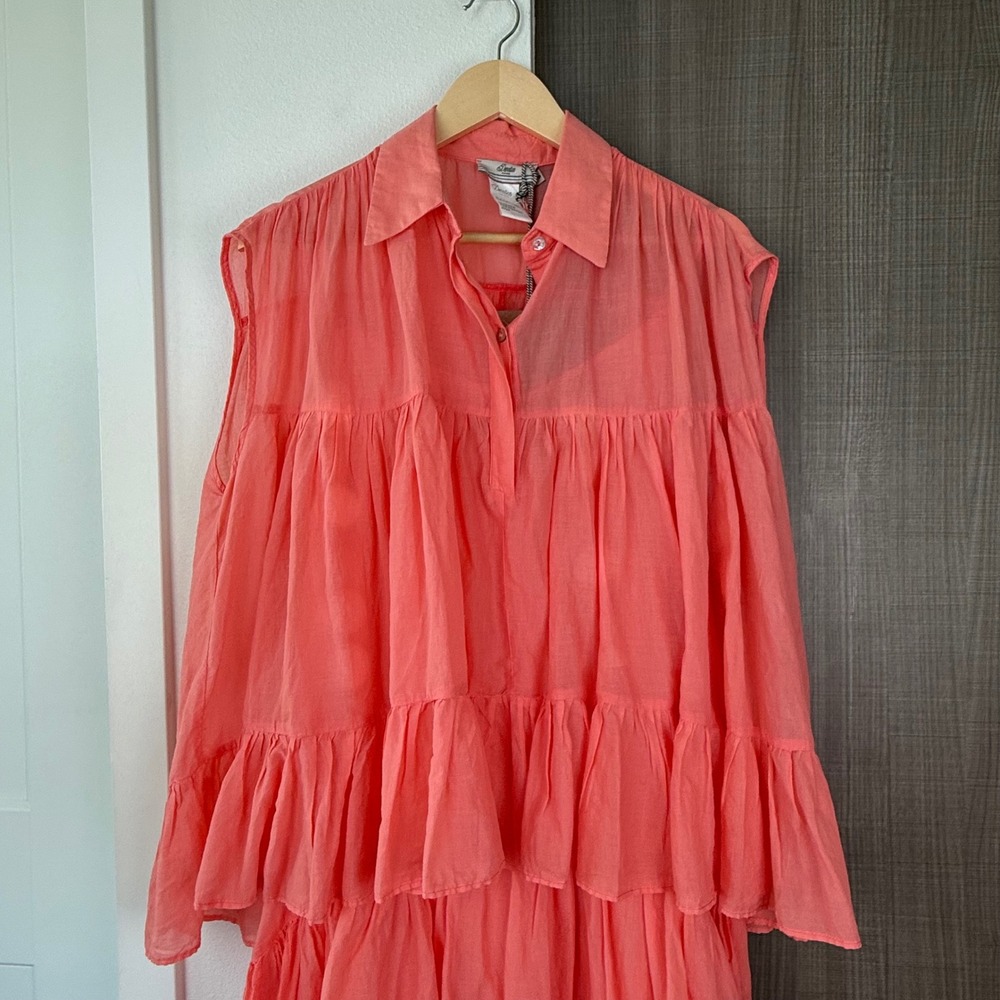 Devotion TWINS Coral Ruffled Midi Dress - Picture 3 of 14